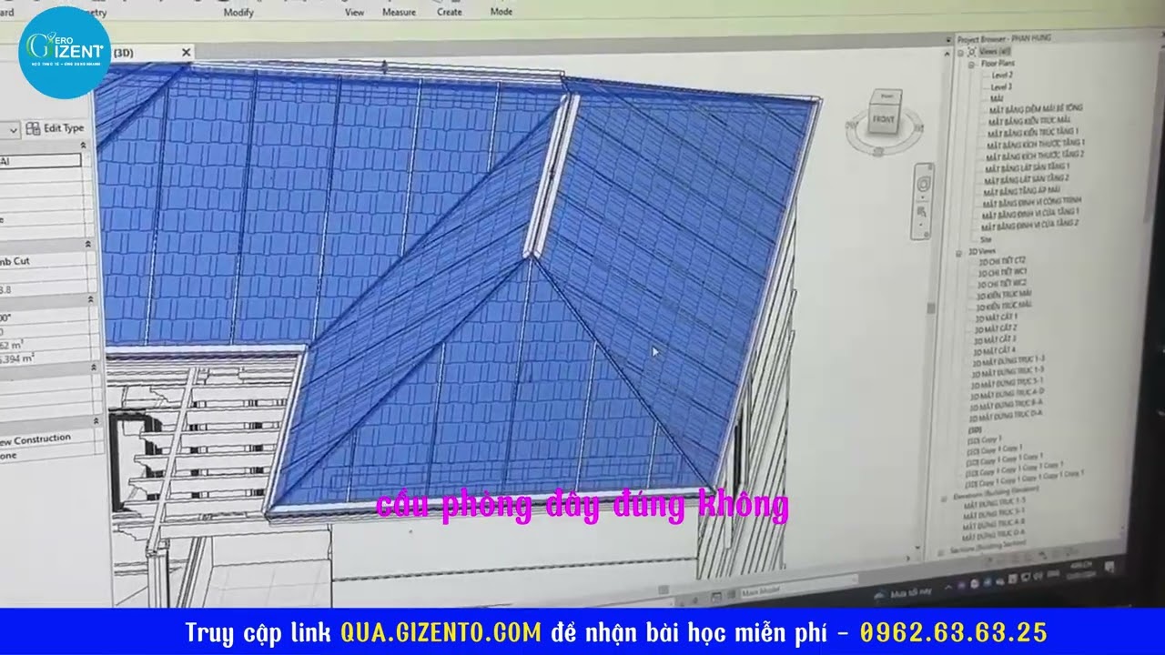 Tự học revit - 3 bước đơn giản vẽ hệ xà gồ mái trong revit l Gizento #hocrevit #gizento #tuhocrevit