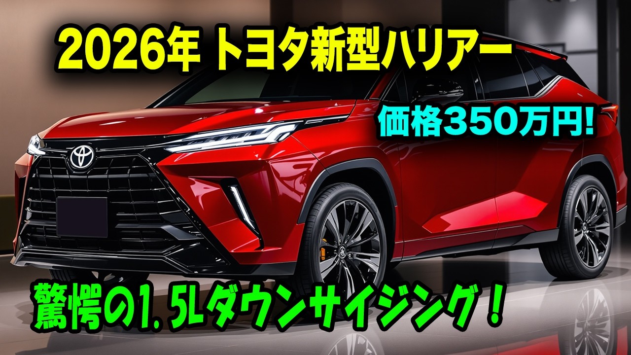 トヨタ新型ハリアー2026年フルモデルチェンジ確定！2.5Lエンジン廃止で1.5Lターボ搭載、価格350万円からの衝撃展開に業界騒然！