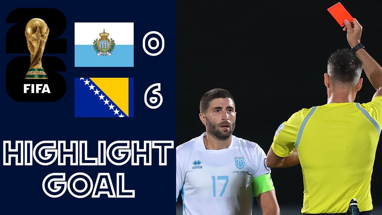 San Marino V Bosnia Herz. - Qualificazioni alla Coppa del Mondo 2026 - Highlights Goals | 0 - 6