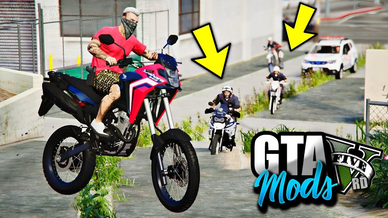 PRIMEIRA FUGA REALISTA DE HONDA SAHARA 300! (OS POLICIAIS SÃO PLAYERS) - GTA 5 MODS