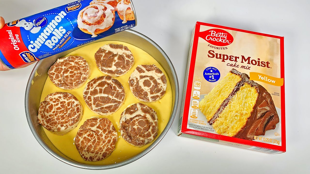 What happens if you bake Pillsbury Cinnamon Rolls on cake batter?