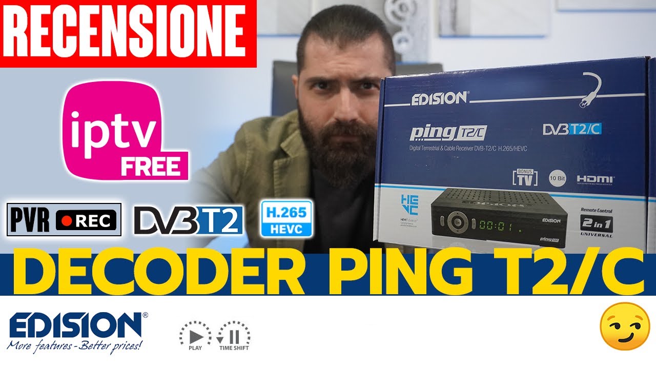Come vedere tutti i canali tv senza antenna decoder digitale terrestre Dvb t2 Edision Ping t2/c 2022