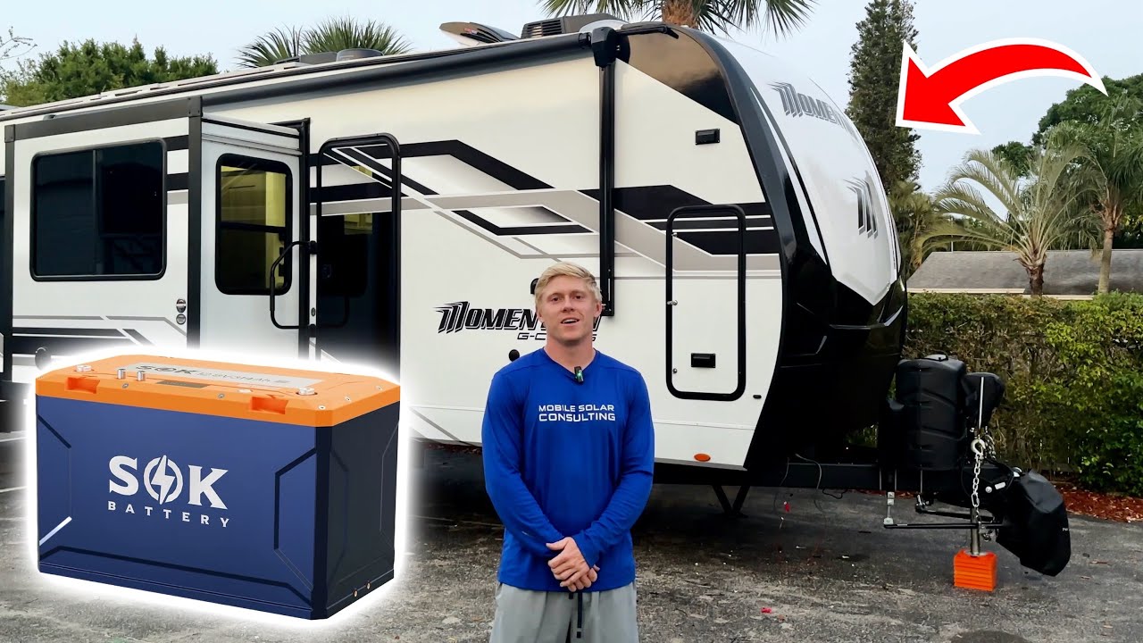 NEW SOK Batteries Installed in EPIC Travel Trailer! (Grand Design Momentum Toy Hauler)