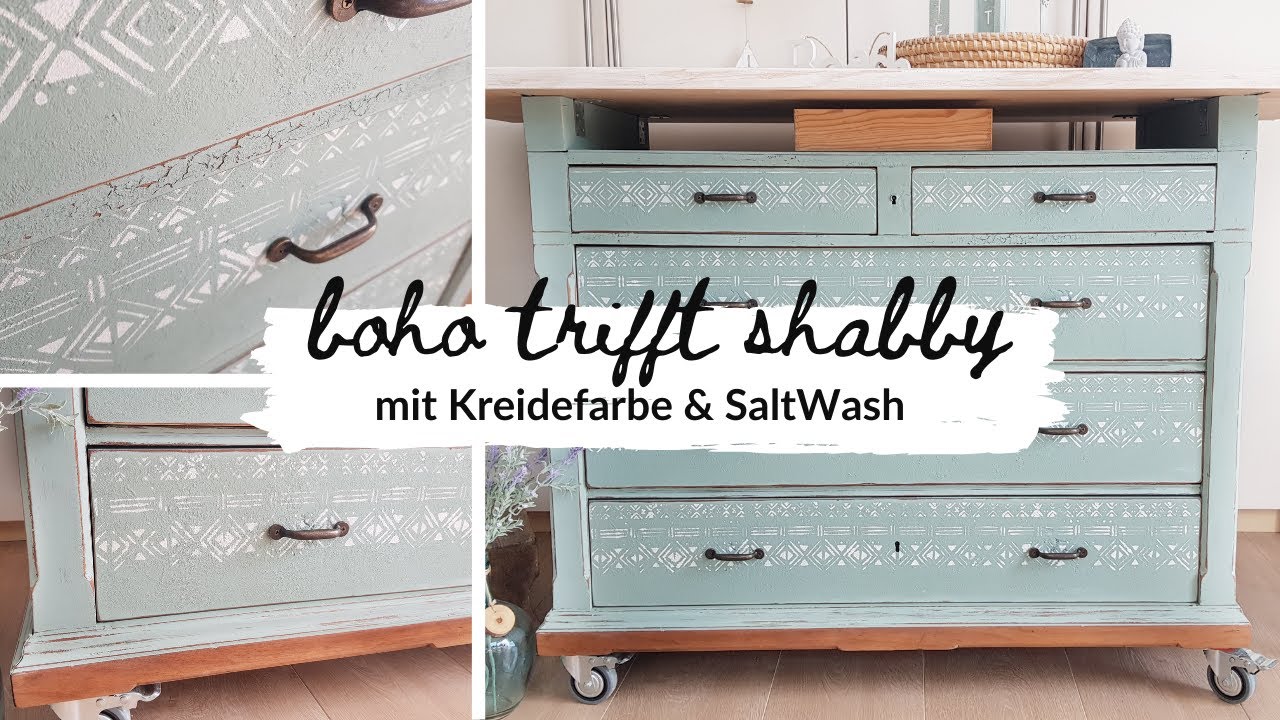 DIY Möbel streichen mit Kreidefarbe | Struktur schaffen mit SaltWash | Shabby Chic | Möbel Upcycling