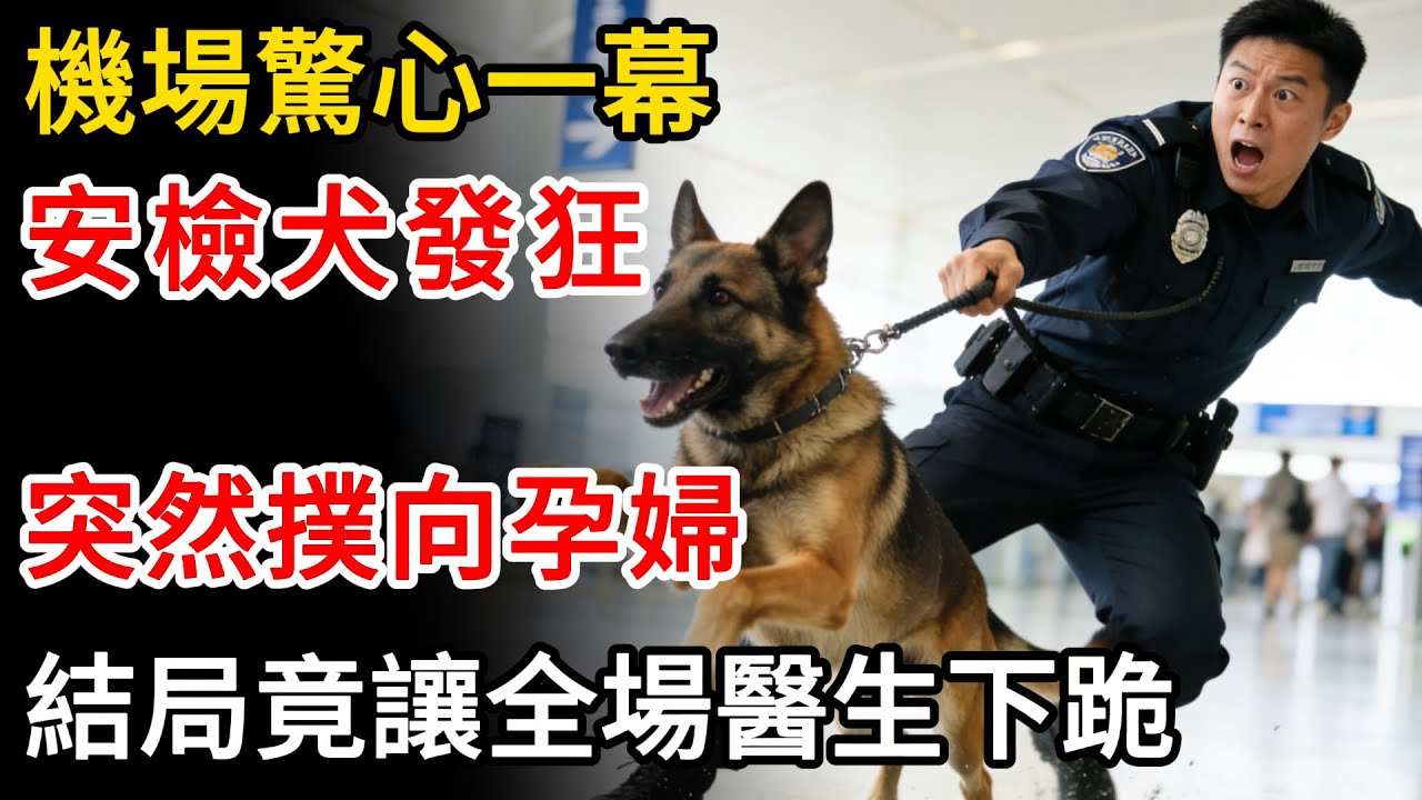 機場驚心一幕：安檢犬突然發狂，衝向一位孕婦！結局竟讓全場醫生下跪...
