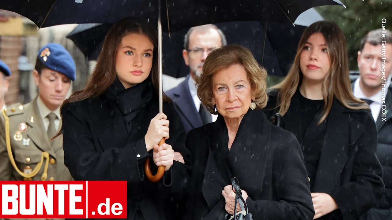 Prinzessin Irenes (†) Trauerfeier - Leonor hält Oma Sofías Schirm: Enkelinnen stehen ihr bei