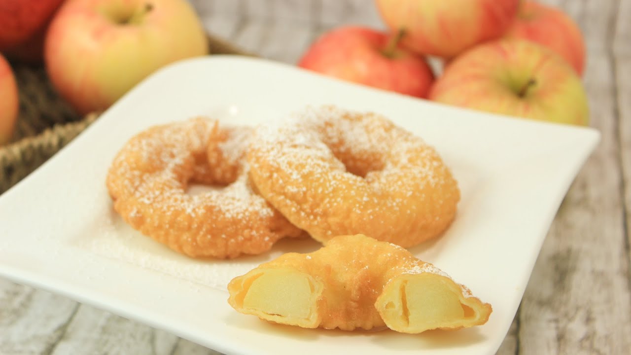 Apfelk&uuml;chlein, Apfelbeignets, Apfelk&uuml;chle, gebackene Apfelringe