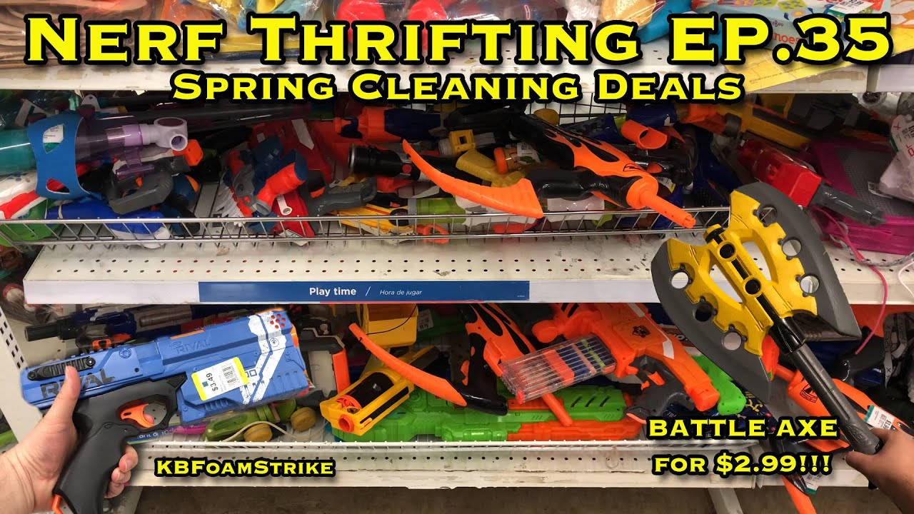 KBFoamStrike's NERF THRIFTING Vlog EP. 35: Spring Cleaning Deals - Battle Axe, RIVAL and MORE!