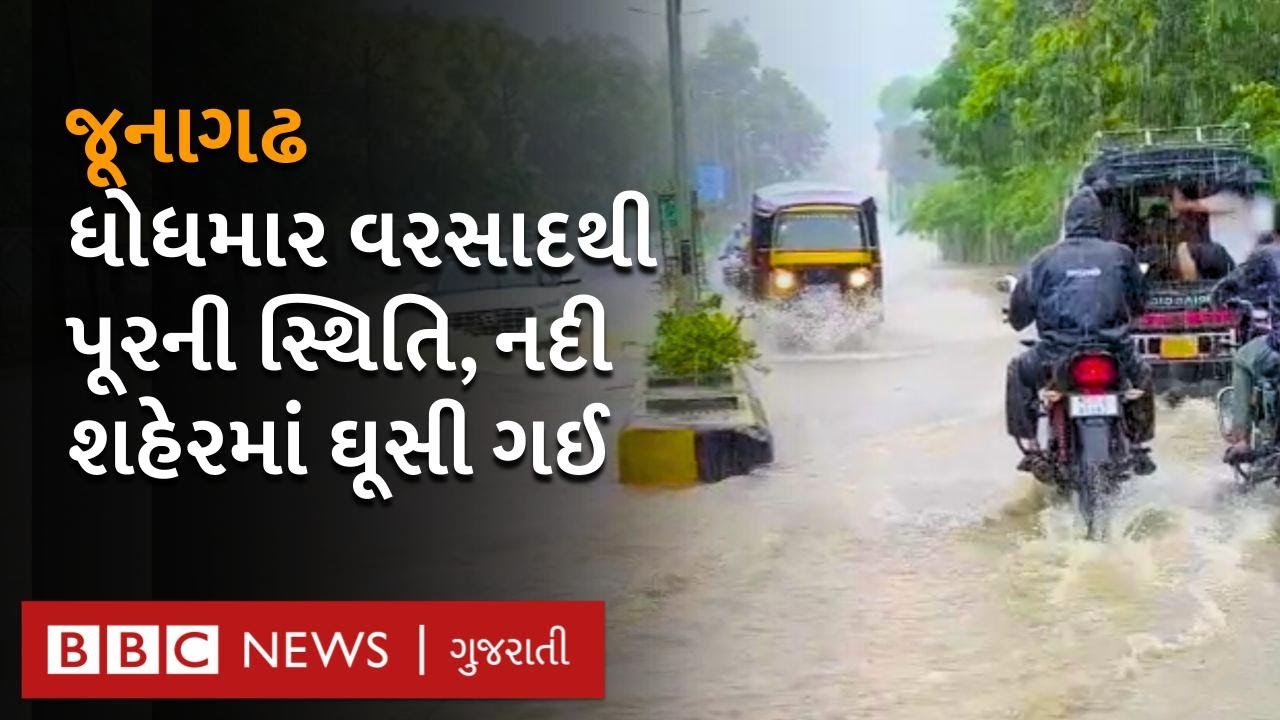 Junagadh Rain: 14 inches of rain in 5 hours in the district, Mangrol flooded, what kind of scenes were created at Girnar?