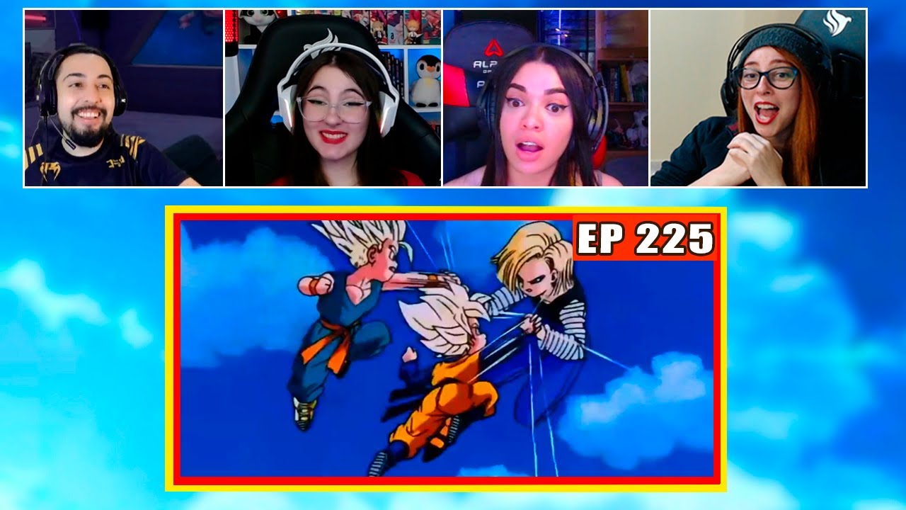 Goten e Trunks vs Numero 18 | 4 Pessoas Reagindo | Dragon Ball Z - EP 225