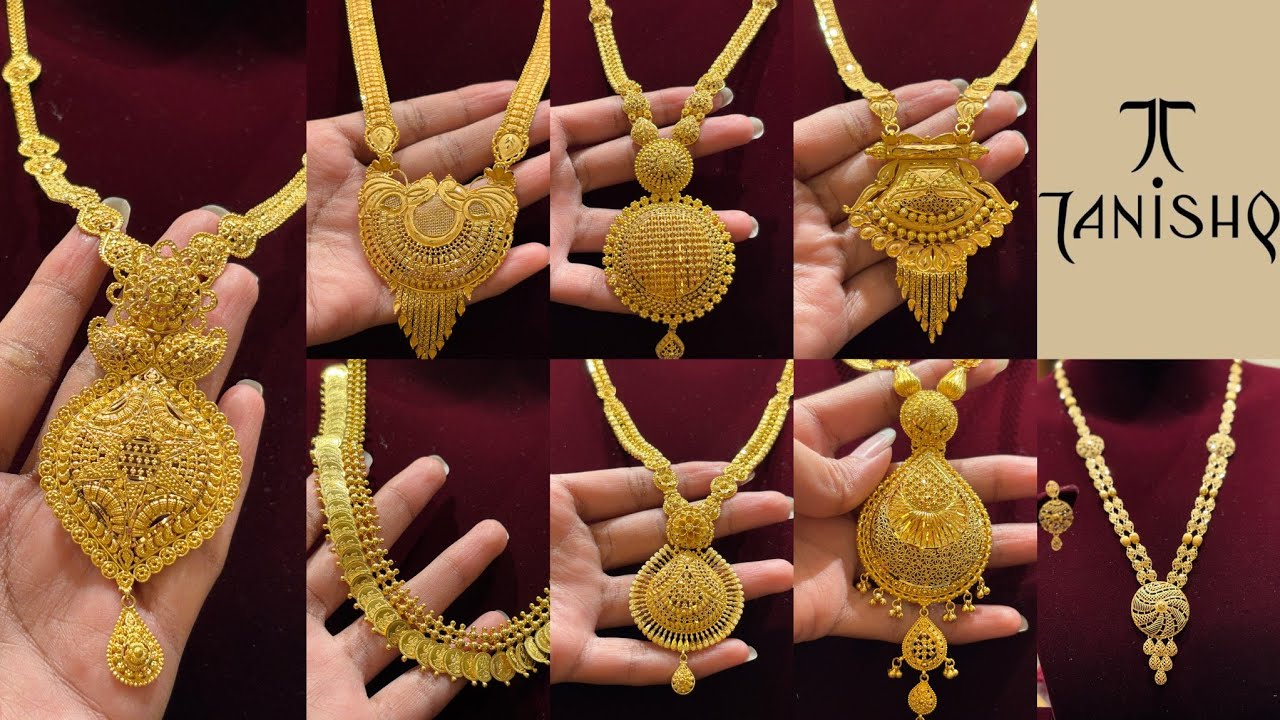 Tanishq latest light weight 😱 gold long necklace set designs with weight and price #necklace