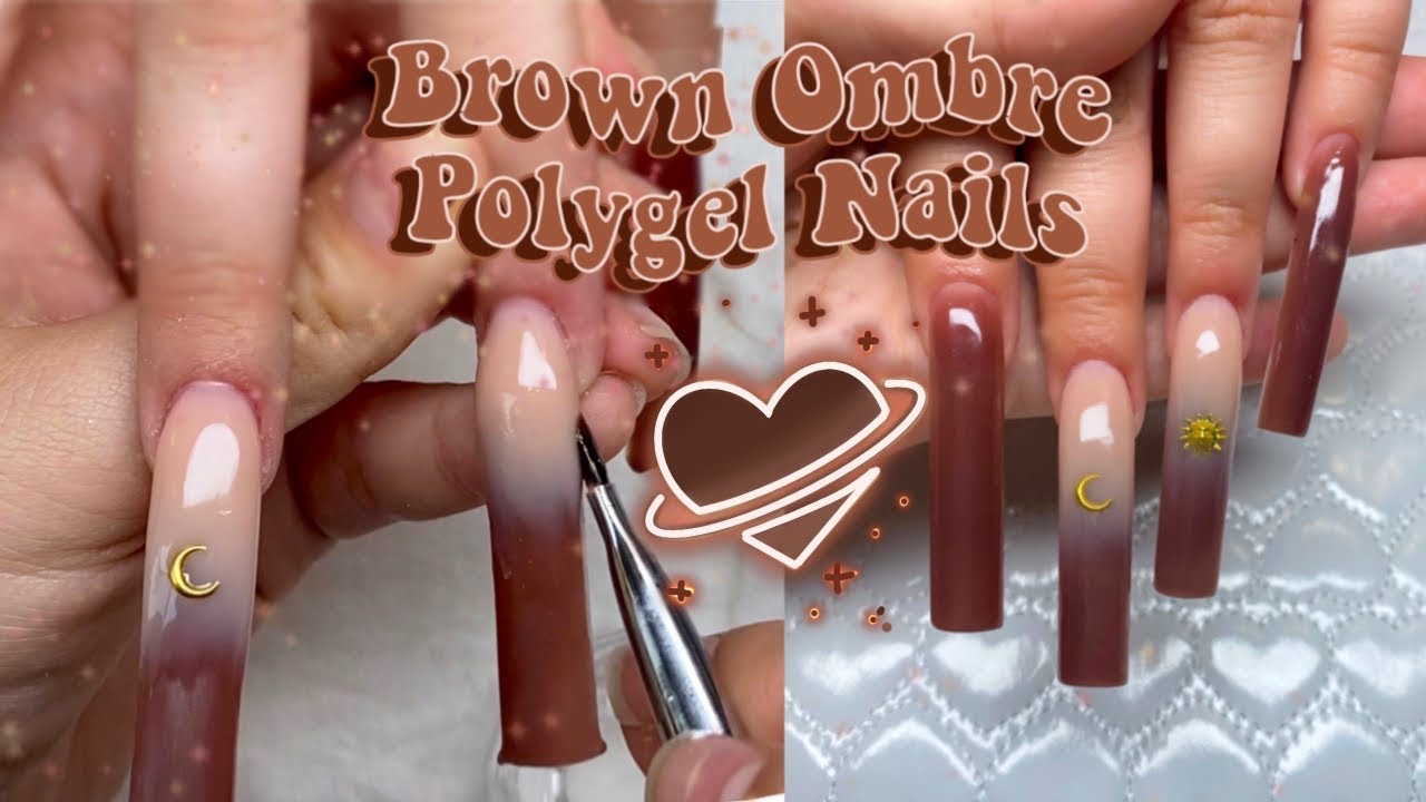 EXTRA LONG BROWN OMBRE POLYGEL NAILS! Polygel Nail Tutorial