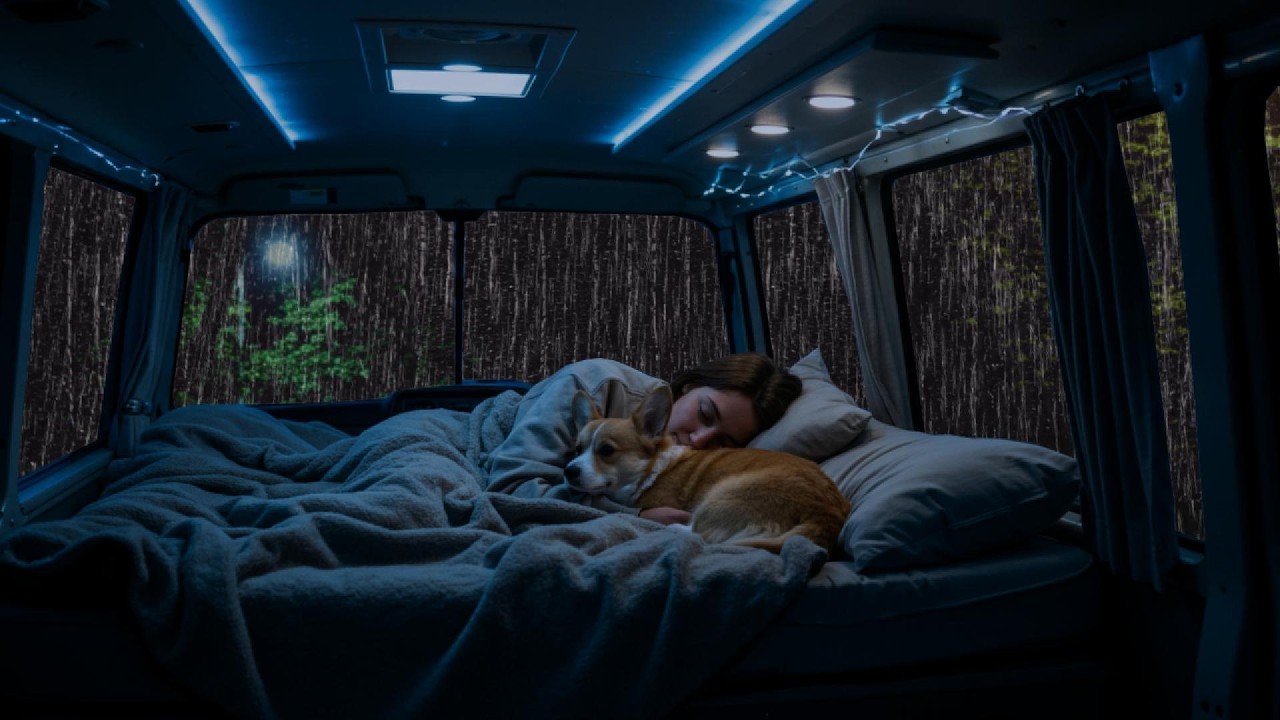 Relaxing Rain & Thunder on Cozy Car ⛈️ Deep Sleep Sounds for Anxiety Relief & Calm Night Ambience