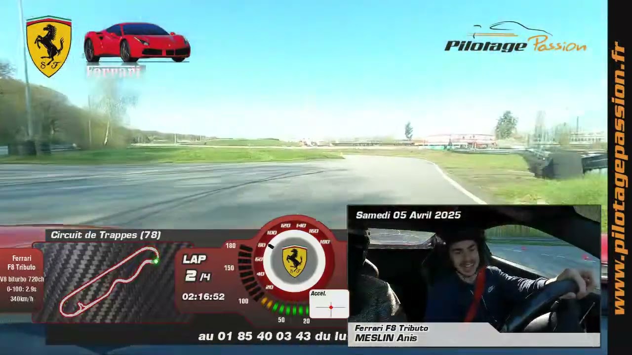 236 KM/H  F8 Tributo Circuit J-P BELTOISE