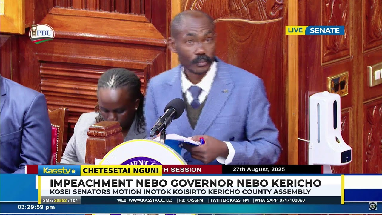 LIVE: Impeachment Hearing for Kericho Governor Eric Mutai