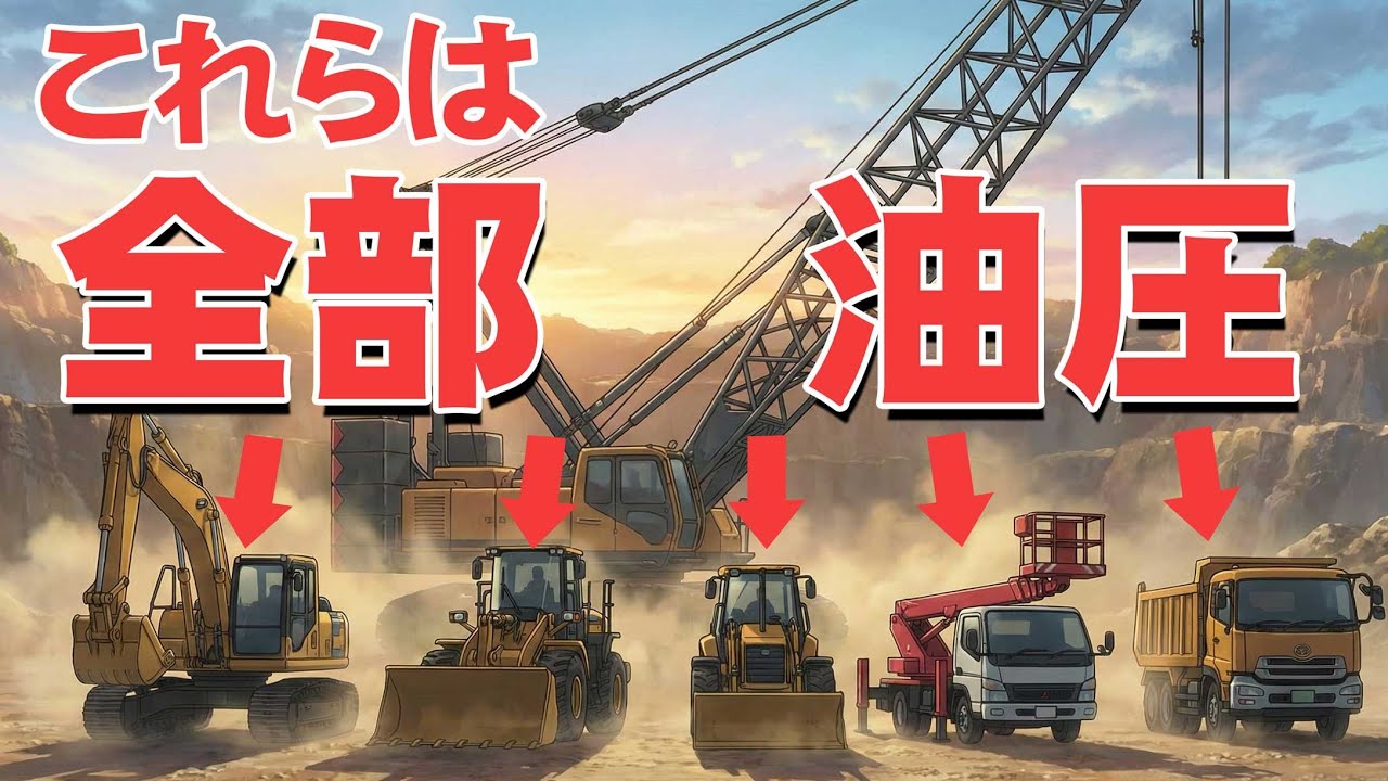 【ユニック車】クレーンもバックホーも高所作業車も油圧で動く！油圧の仕組みを知ろう！【セルフ車】