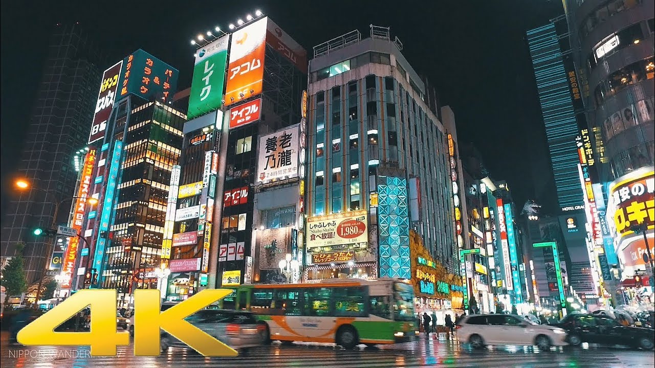 Walking around Shinjuku, Tokyo in the night of rain Part1 - Long Take【東京・新宿/雨夜】 4K