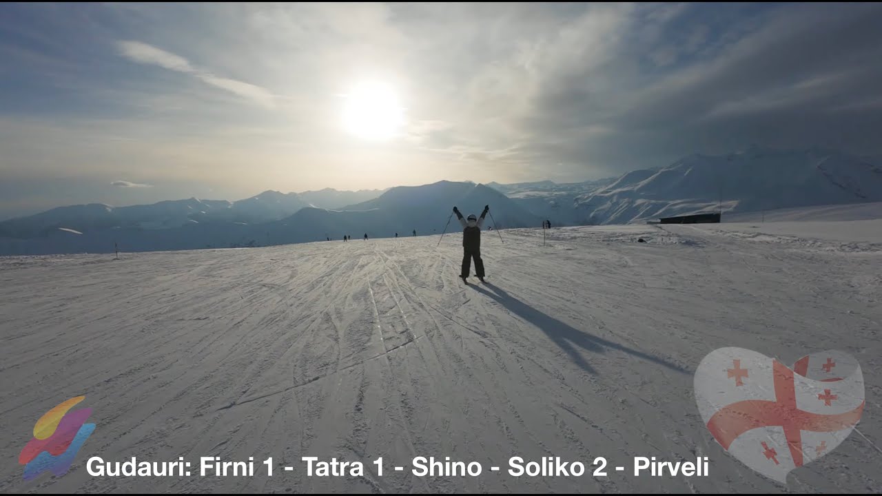 Ski slopes: Firni 1 - Tatra 1 - Shino - Soliko 2 - Pirveli.  Gudauri ski resort Georgia