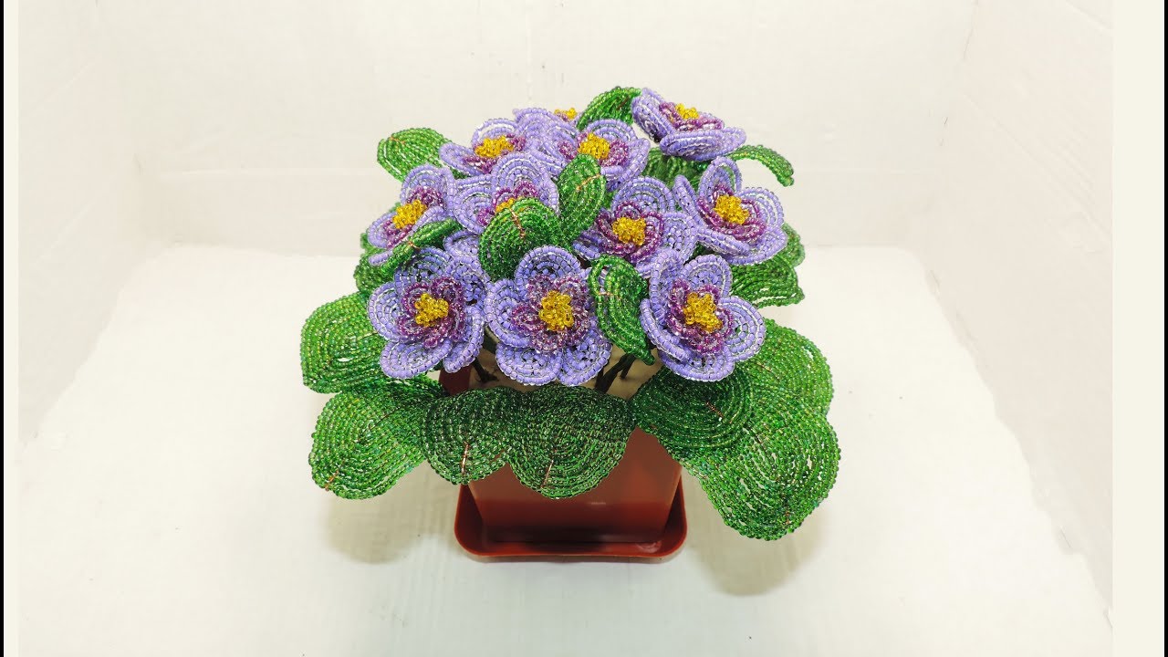 Фиалка из бисера Мастер Класс.Часть 2 / Violet from beads Master Class. Part 2