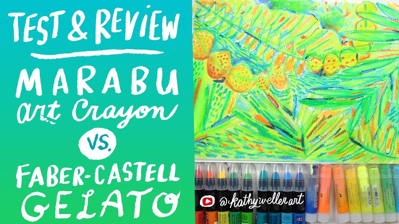 FABER-CASTELL GELATO vs. MARABU ART CRAYONS TEST and REVIEW | Kathy Weller Art