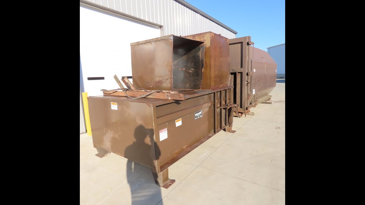 SKU 225788 Marathon Ram Jet RJ-225 Stationary Trash Compactor 3PH W/30 Cubic Yard Dumpster