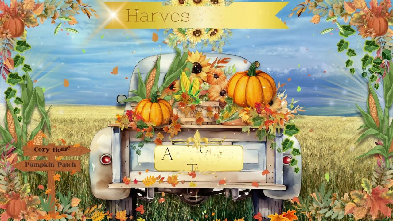 Fall Harvest TV Background | Nature Sounds and Crunchy Falling Leaves