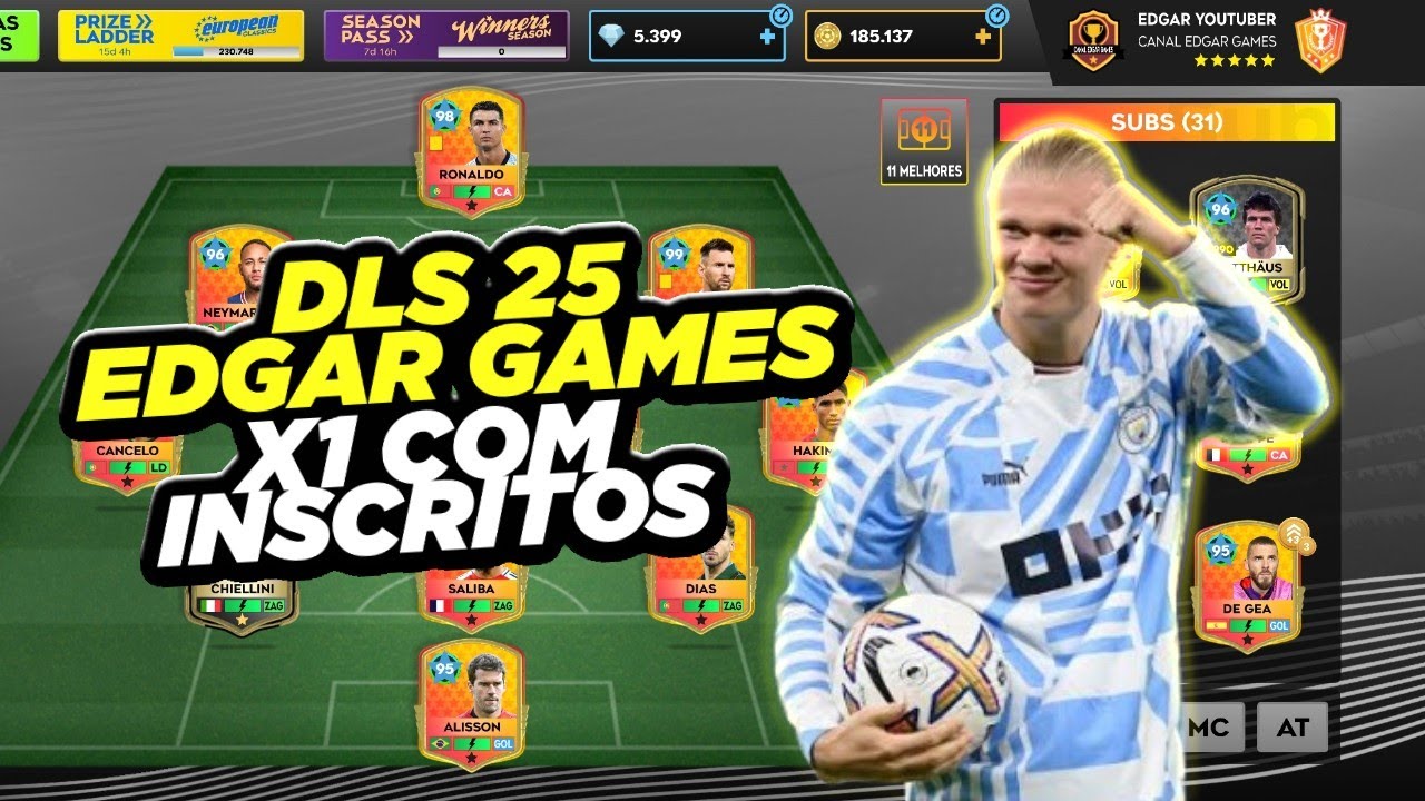 🎬Edgar Games X1 com Inscritos  no Dream League Soccer 2025⚽ #dls #dls25