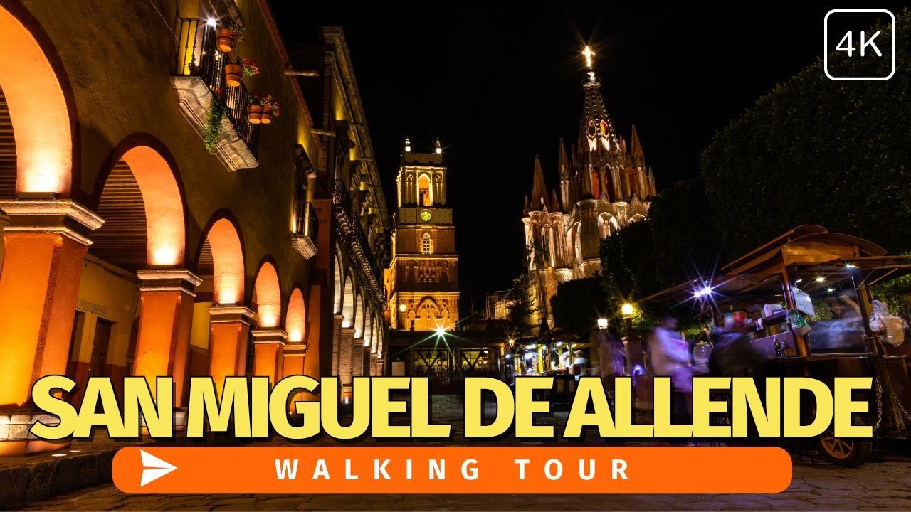 San Miguel de Allende at Night | Walking Tour | Mexico in 4K60fps with Captions