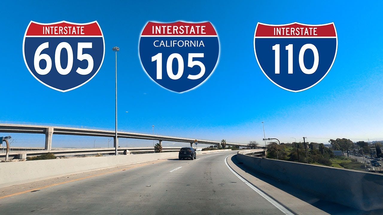 [4k] Driving to Gardena, Los Angeles, California Interstate 605 South / 105 West / 110 South