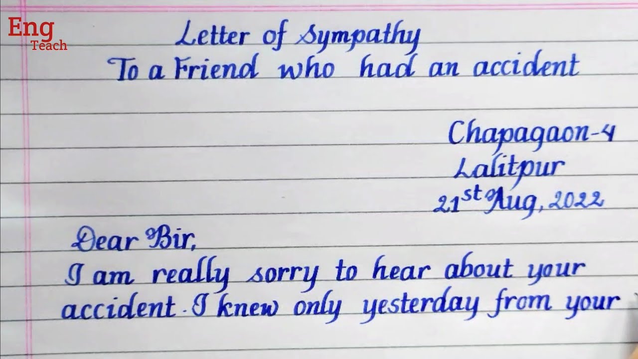 Letter of Sympathy to a friend who got an accident | Sympathy letter | letter writing | Eng Teach