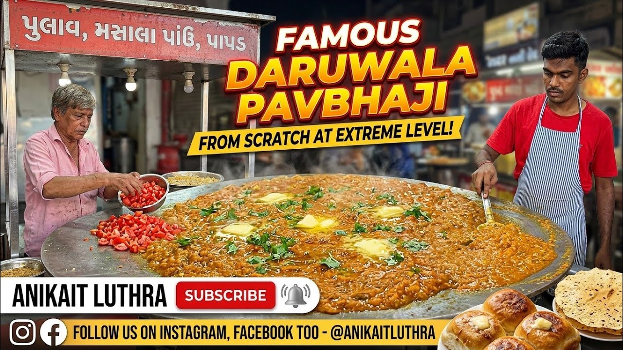 Super Viral Daruwala Ki Pav Bhaji Making From Scratch In Surat || Indian Street Food