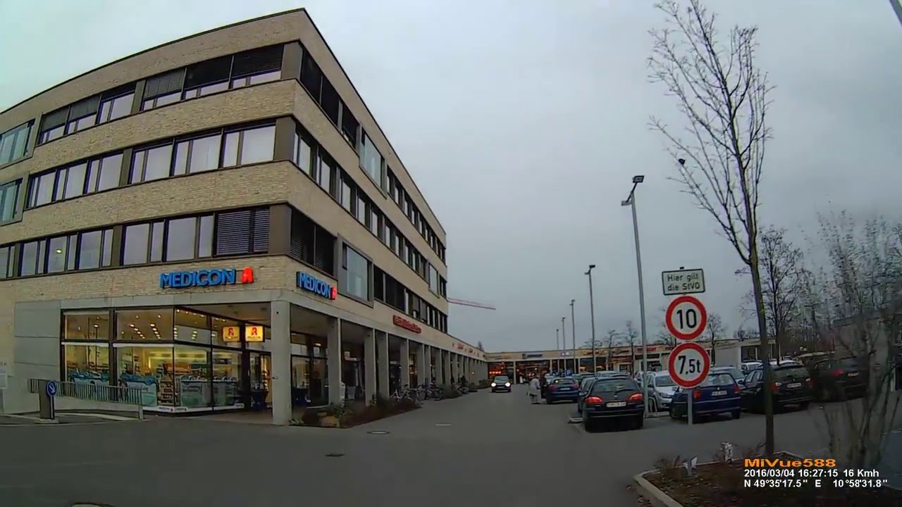 D: Stadt Erlangen. Fahrt durch ER Nord, Alterlangen, B4 bis ER Bruck. März 2016