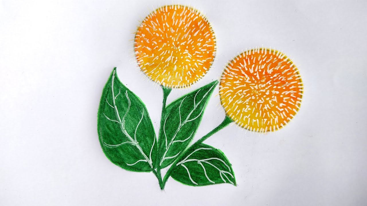 How to draw bur flower easily// Easy kodom flower drawing step by step