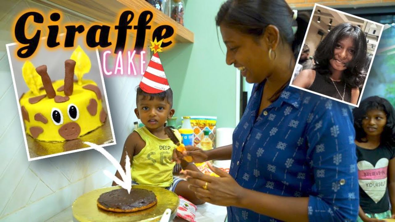 Baking GIRAFFE cake for chikoo's 2nd birthday/Trending hair stylist MUKESH styled our hair