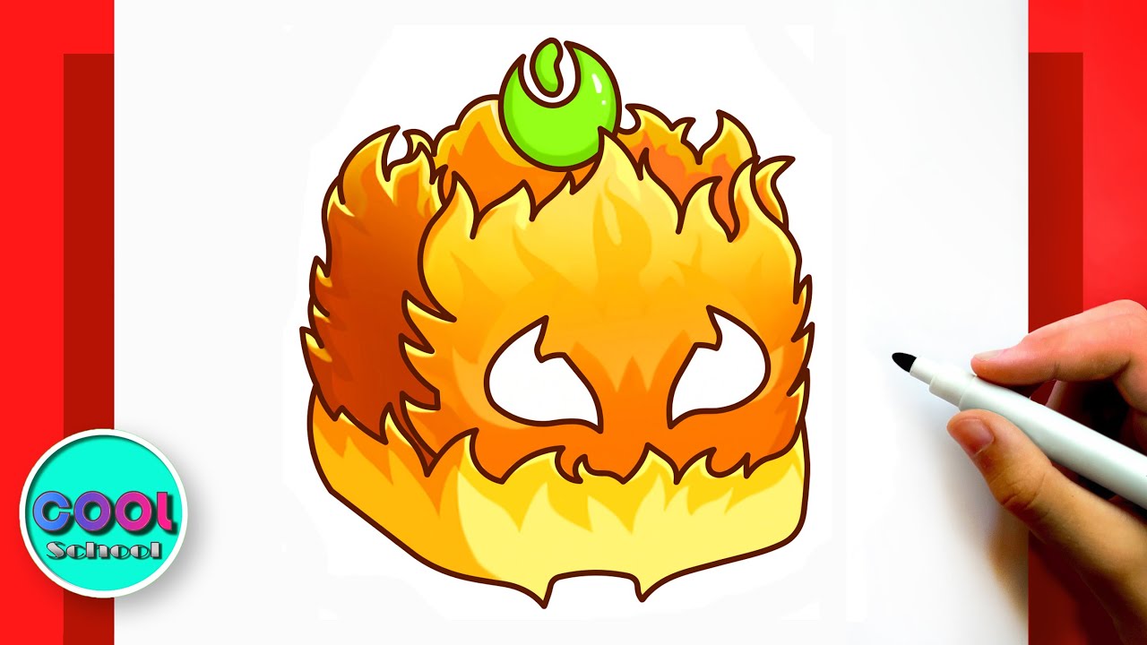 How to Draw New FLAME Fruit | Blox Fruits | Step by step