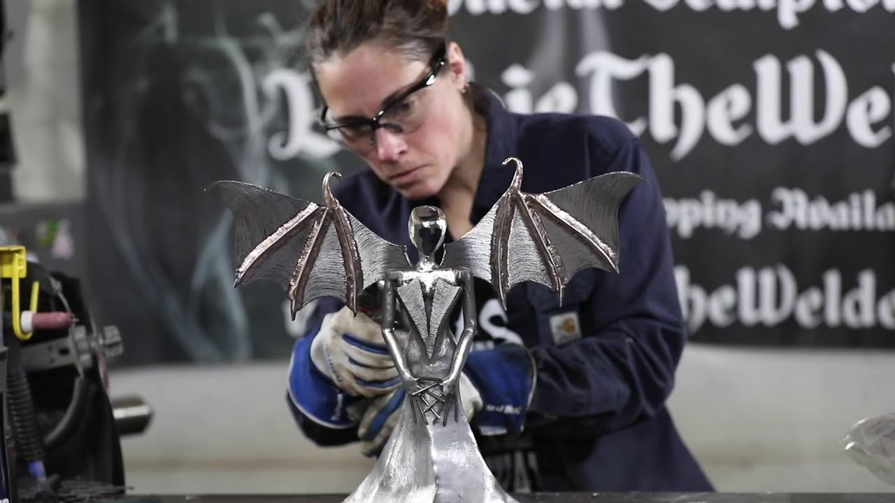 Bat Woman Fine Art Sculpture Masterpiece Metal Welding Gothic American Sculptor Creature Designer