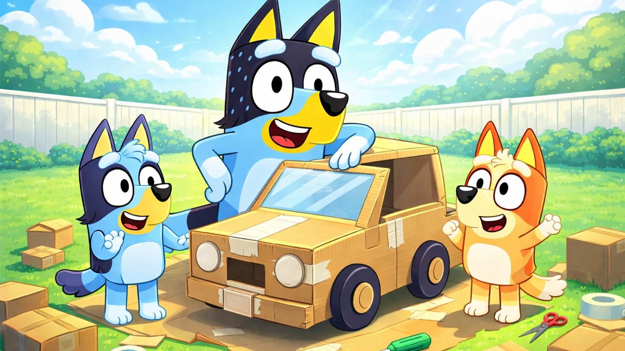Bluey Builds a Giant Cardboard Car Toy! 🚗📦 Backyard DIY Fun Adventure | Bluey Funny Animation