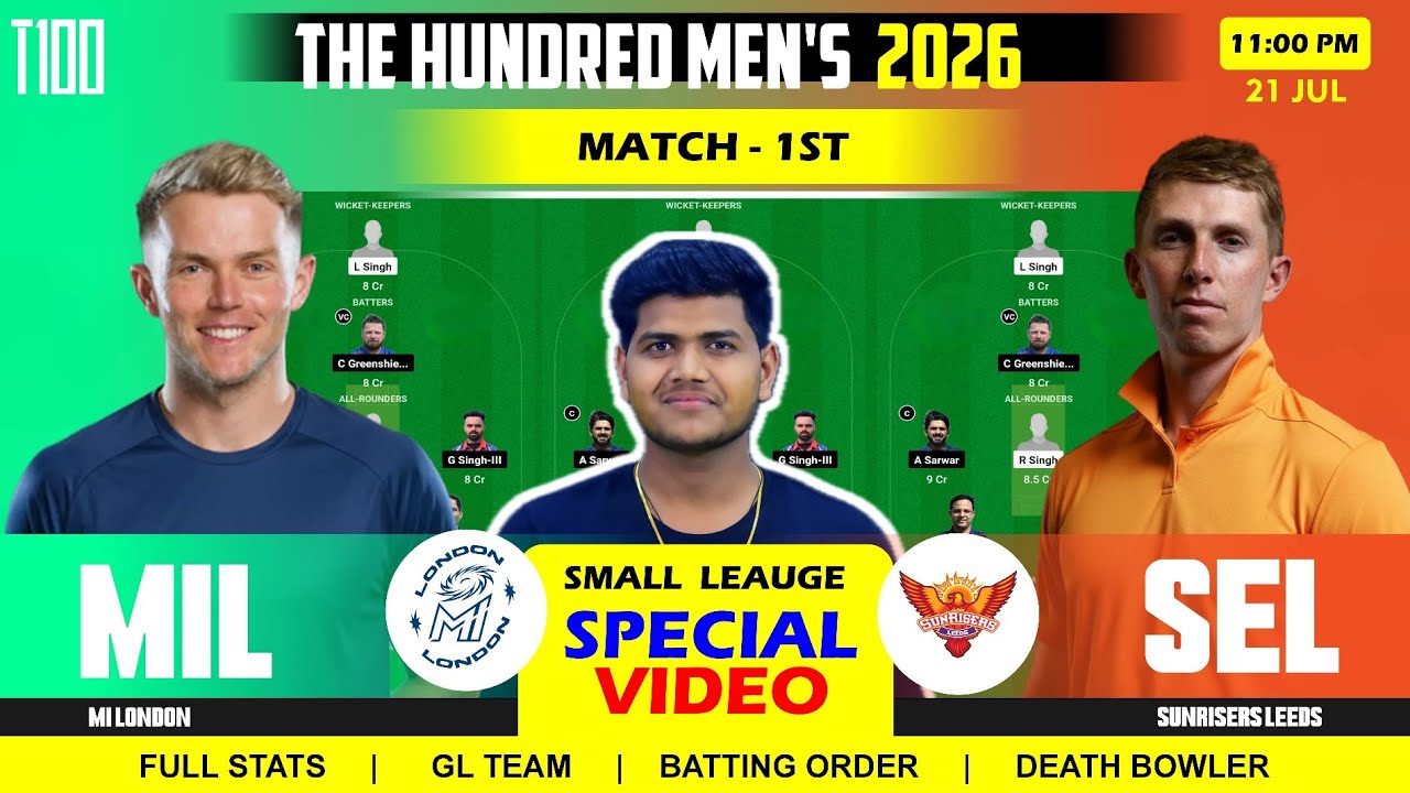 ML vs SUL || ML vs SUL Prediction || MI London vs Sunrisers Leeds 1ST T100 Match