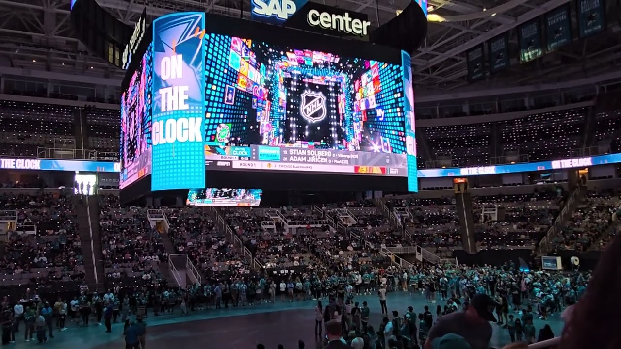 San Jose Sharks select Macklin Celebrini 1st Overall Live Draft Party at SAP Center 6/28/24