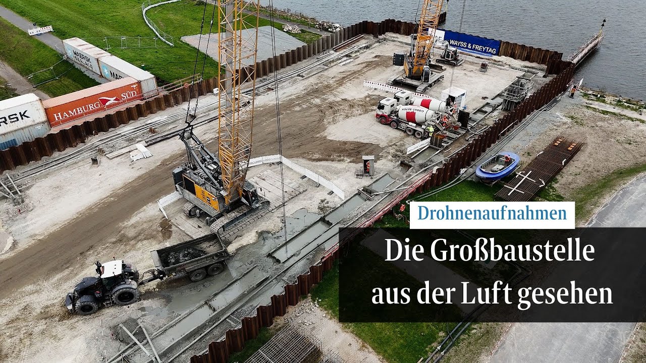 Bremer Großprojekt: So sieht die Wesertunnel-Baustelle aus der Luft aus | Drohne