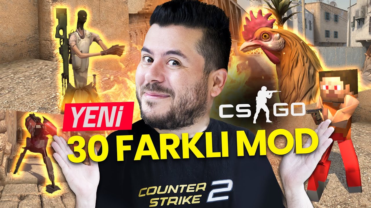 CS:GO ? AMA YENİ 30 FARKLI MOD 💥 100 Kişi, &Ccedil;ekirge, Dev Tavuklar 🐔 - UNLOST