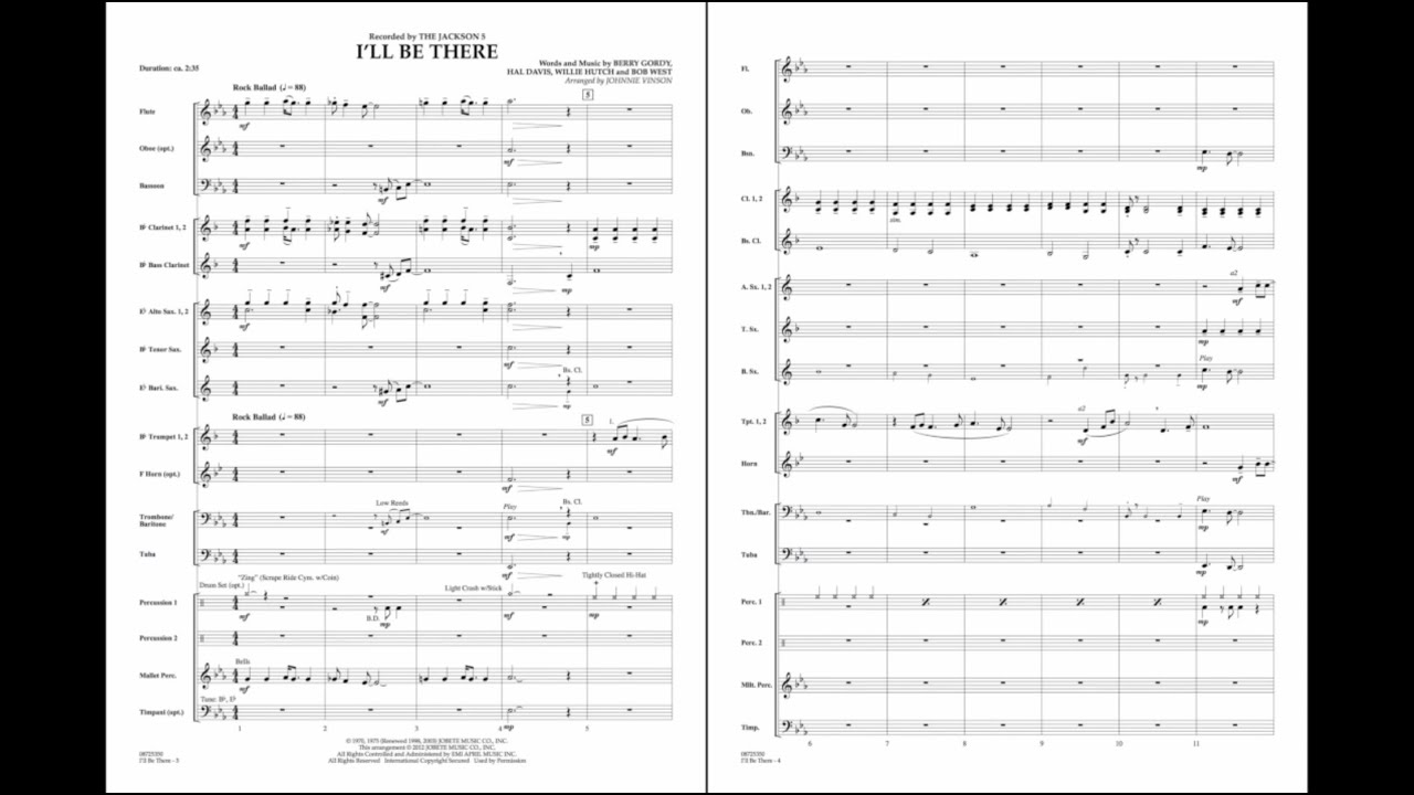 I'll Be There arranged by Johnnie Vinson