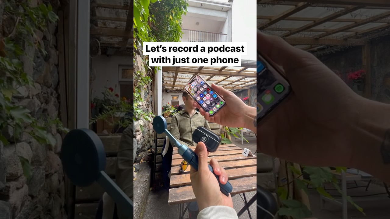 Podcast setup using one phone - front + back camera | How to film a 2-person podcast with one device