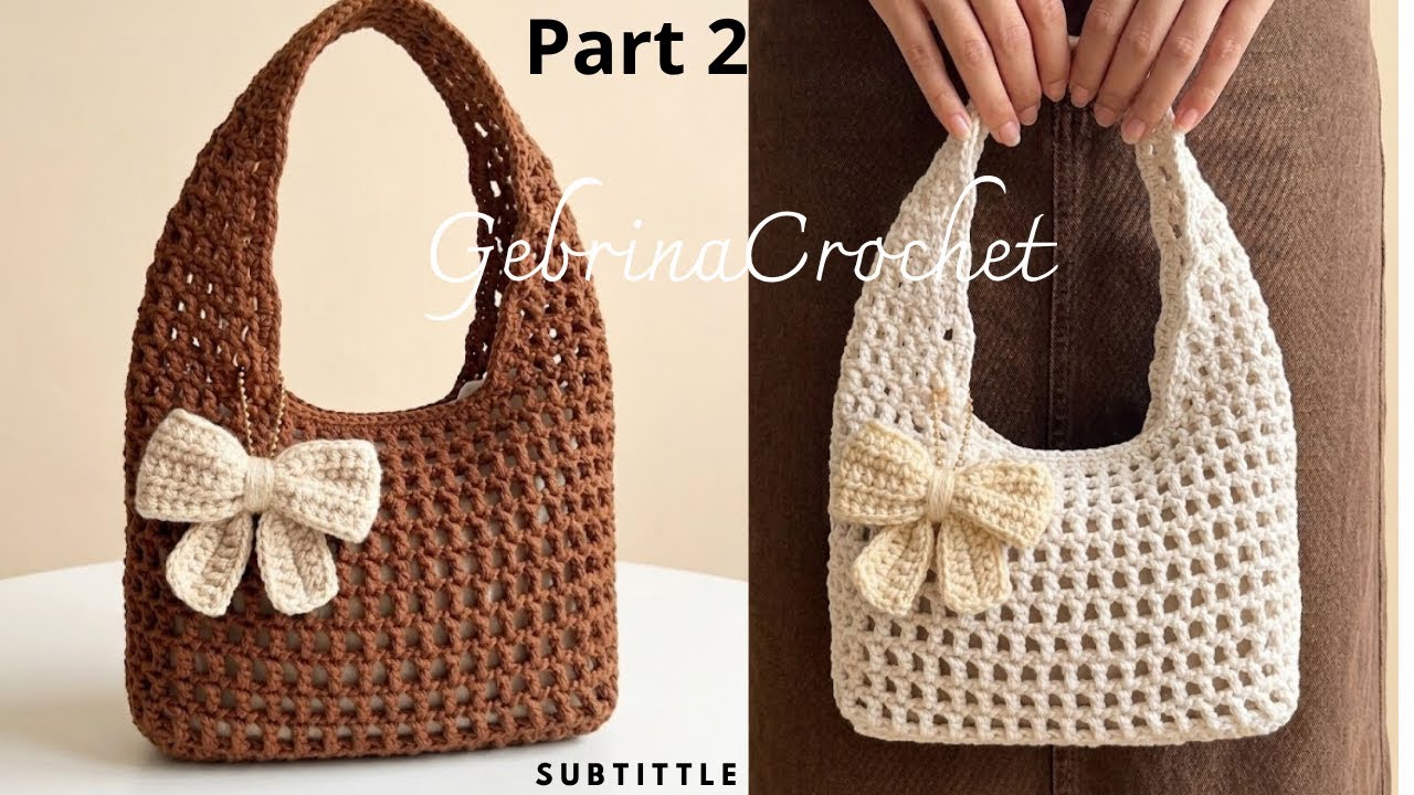 Cara Membuat Tas Rajut Jaring Simple, Hemat Benang & Cepat Jadi | Crochet Bag for Beginners - Part 2