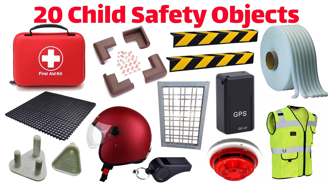 20 Child Safety Objects Names for Kids | Learn Safety Items in English | Educational Video