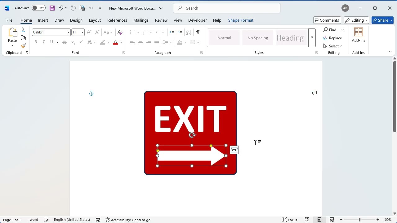 How to create exit sign in word