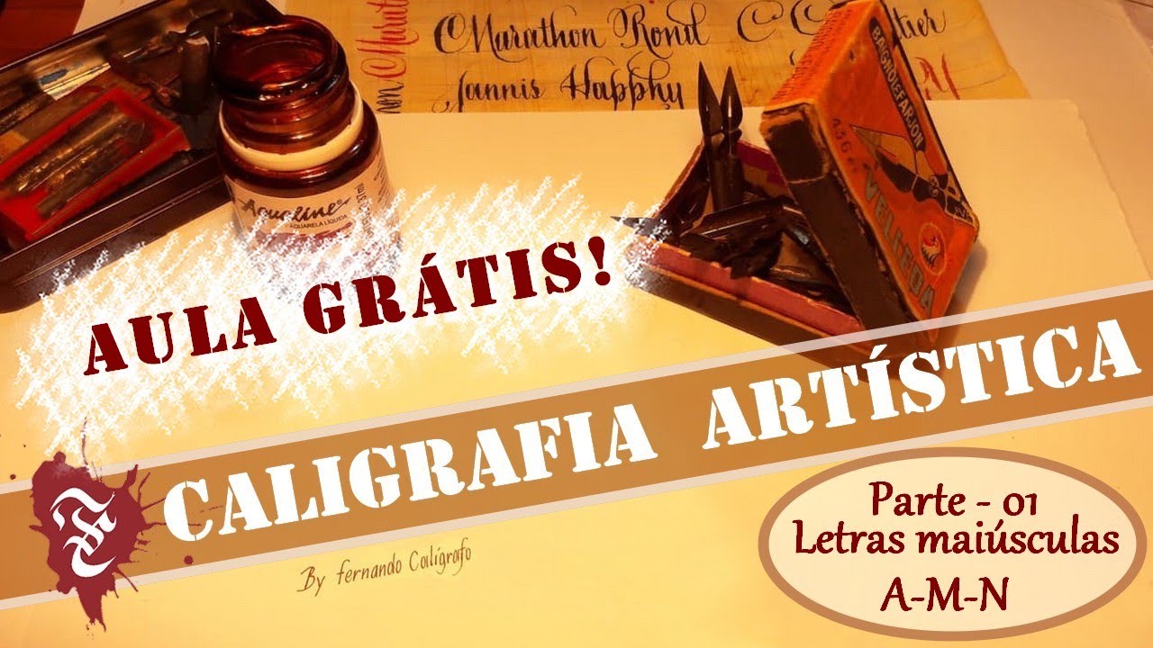 AULA DE CALIGRAFIA Artística  - Letras cursivas maiúsculas A-M-N