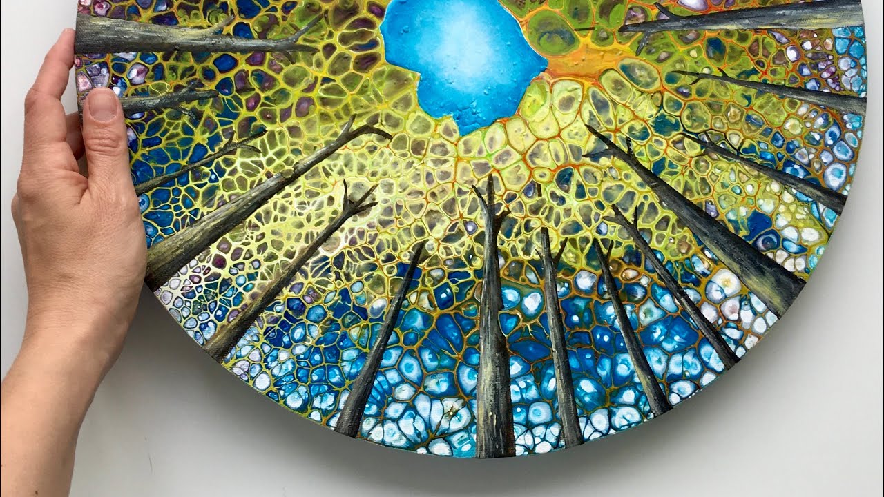 #120 Урок рисования акриловыми красками на дереве — вдохновение для текучего искусства