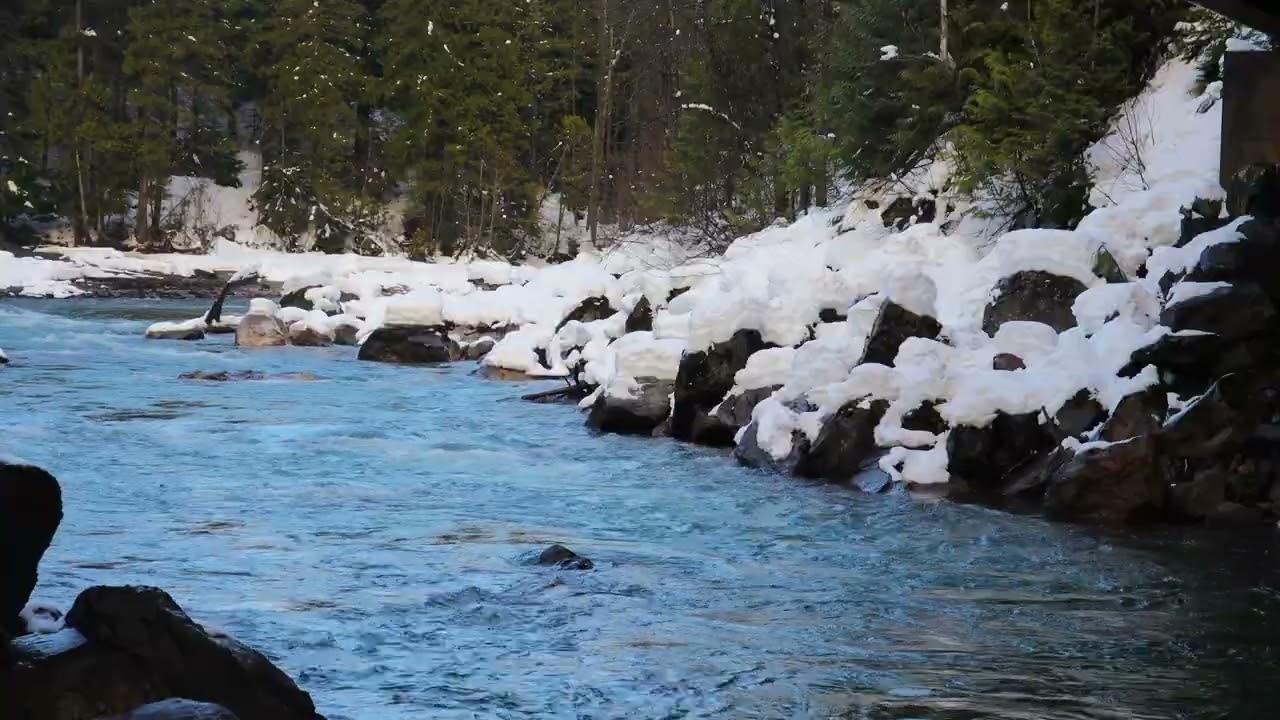 4k Peaceful Winter River / Ambience for study, focus, Stress Relief 