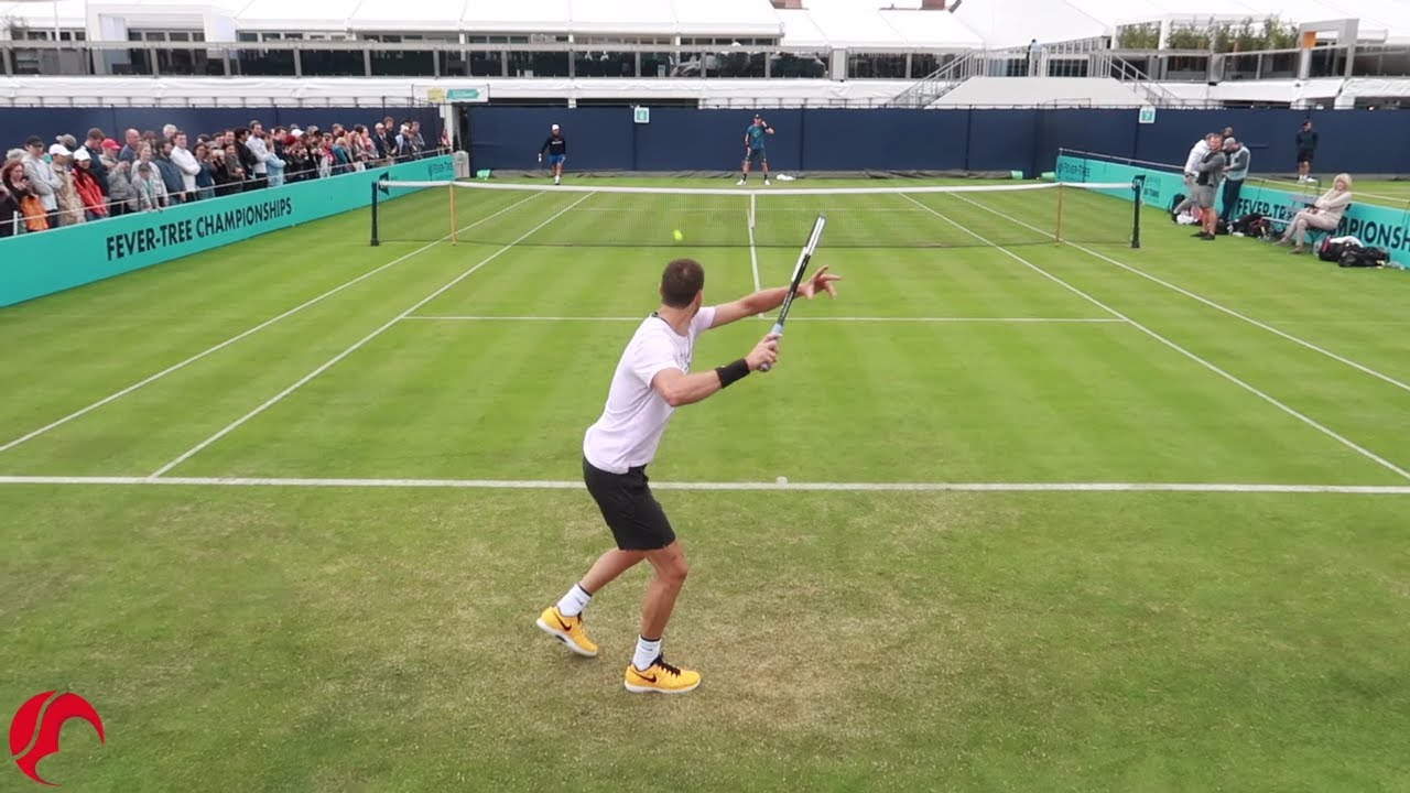 Grigor Dimitrov Clean Striking Queens ATP 2019 Court Level View